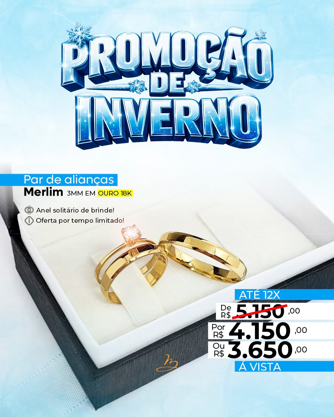 Par de alianças merlim 3mm