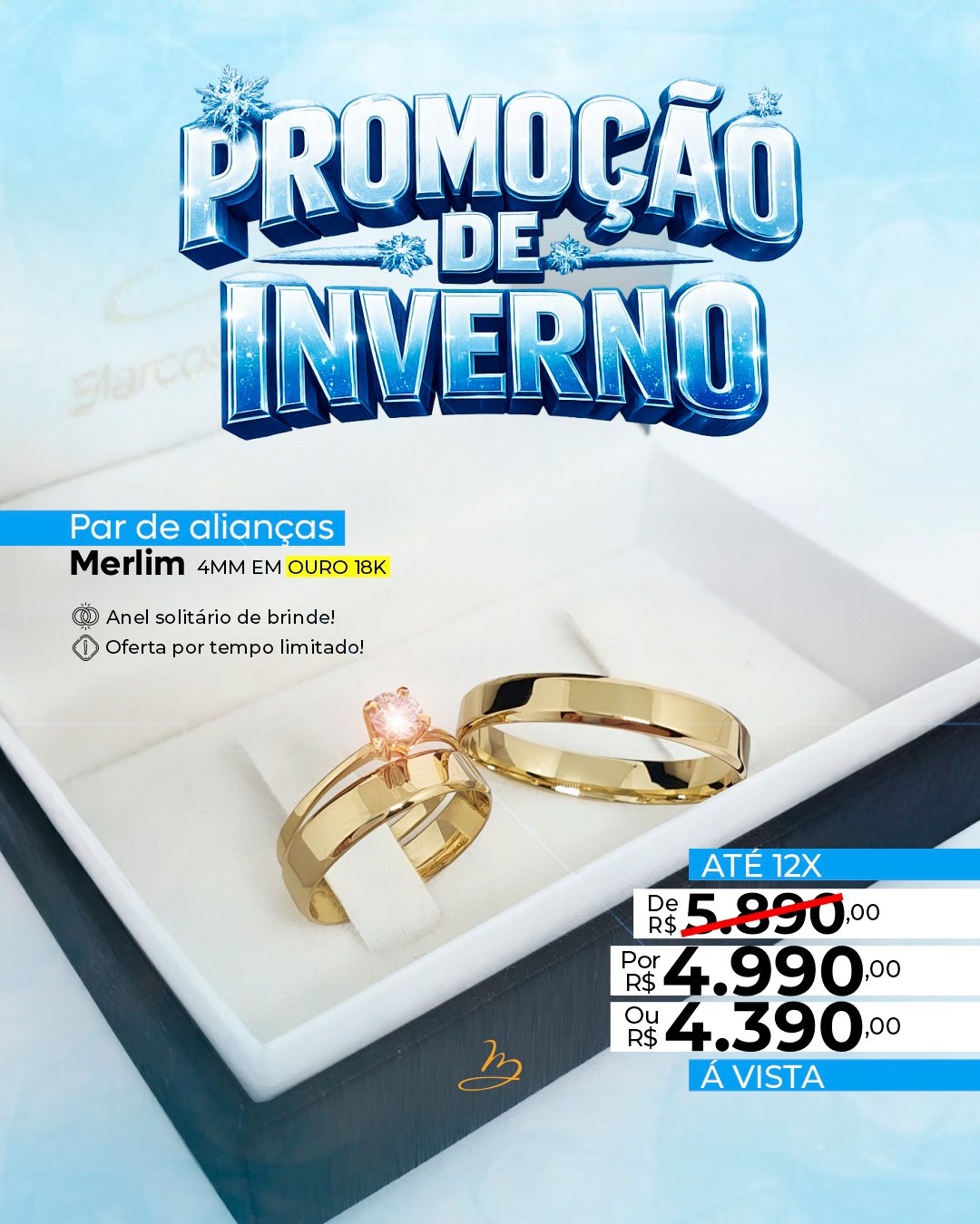 Par de alianças merlim 4mm