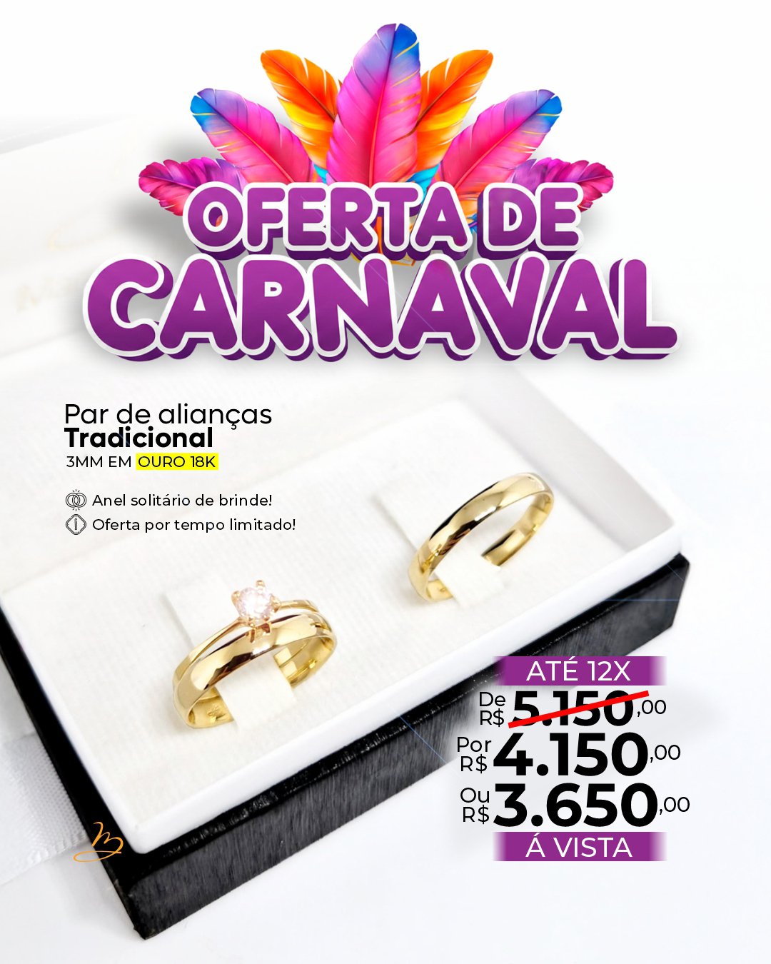 Par de alianças Tradicional 3mm