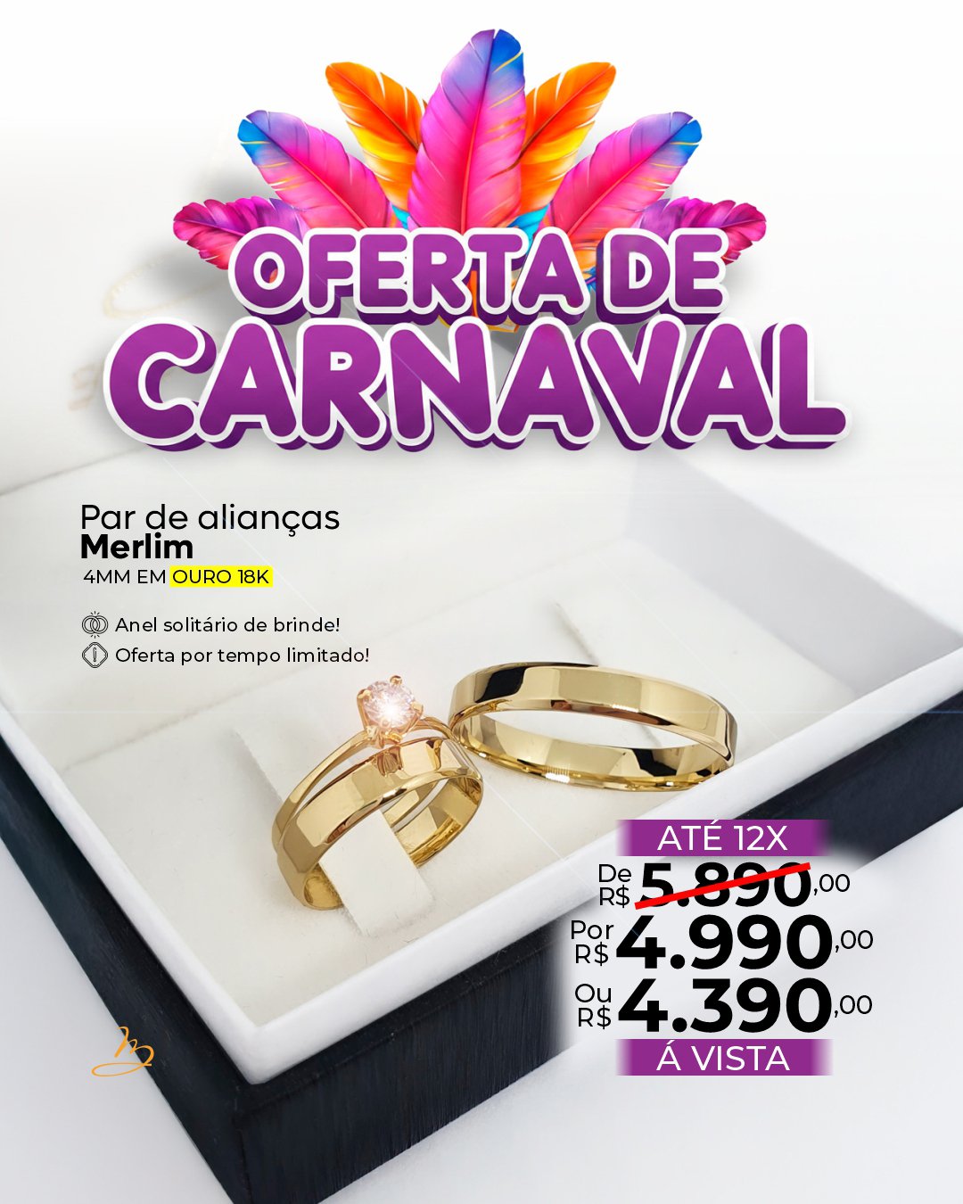 Par de alianças Merlim 4mm