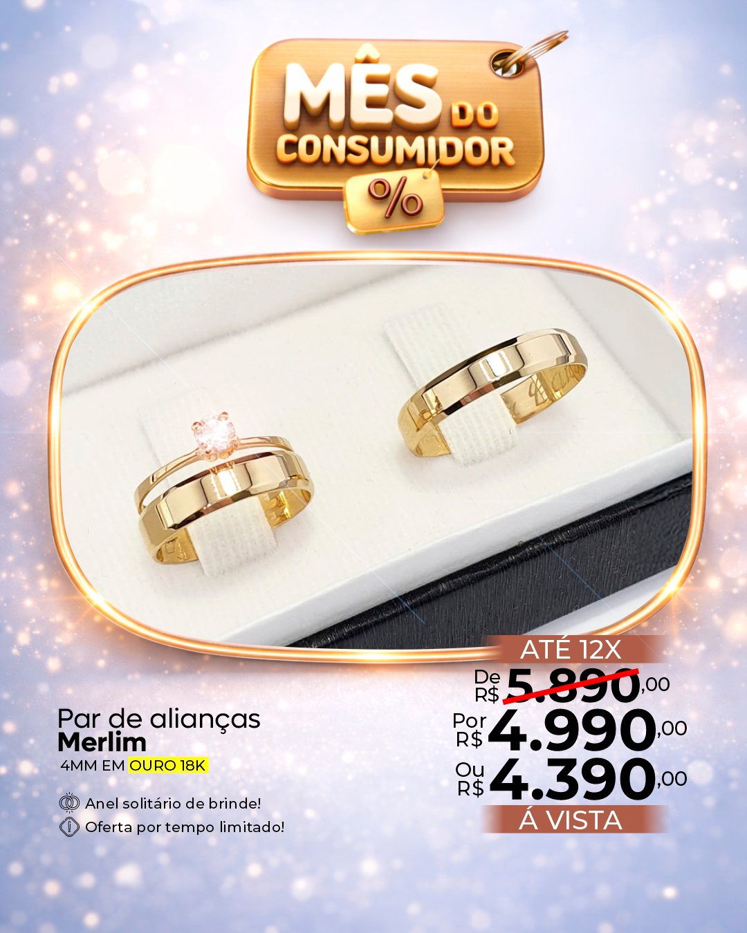 Par de alianças Merlim 4mm