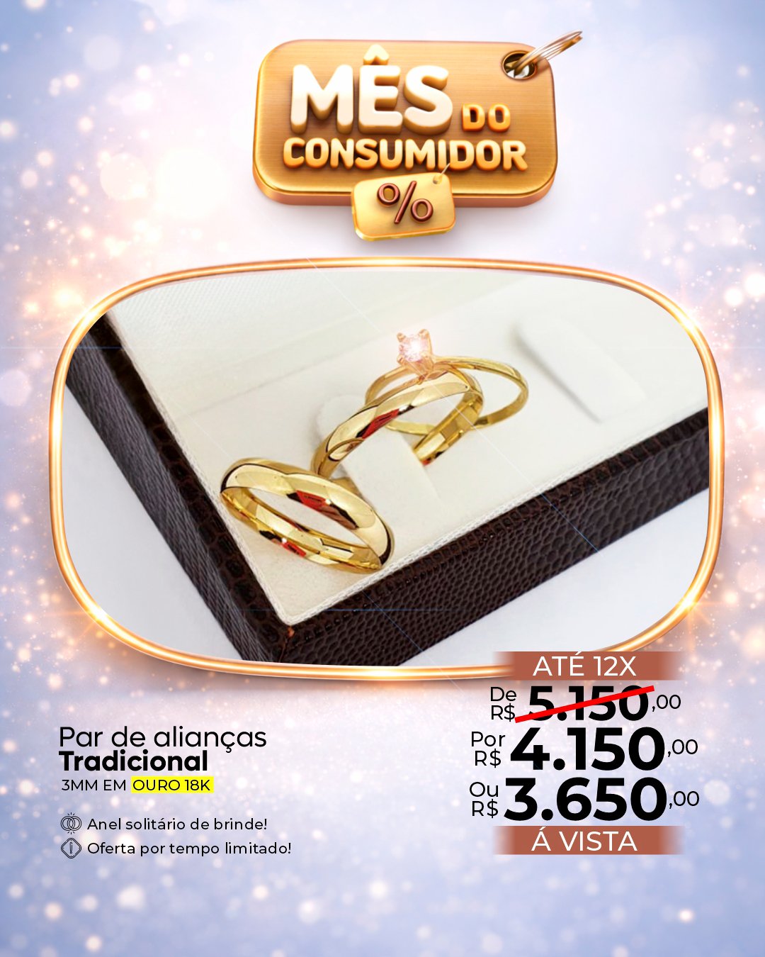 Par de alianças Tradicional 3mm