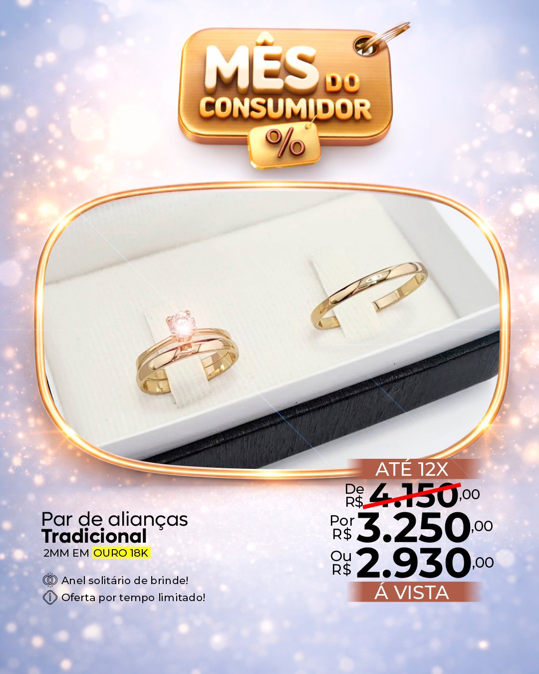 Par de alianças Tradicional 2mm