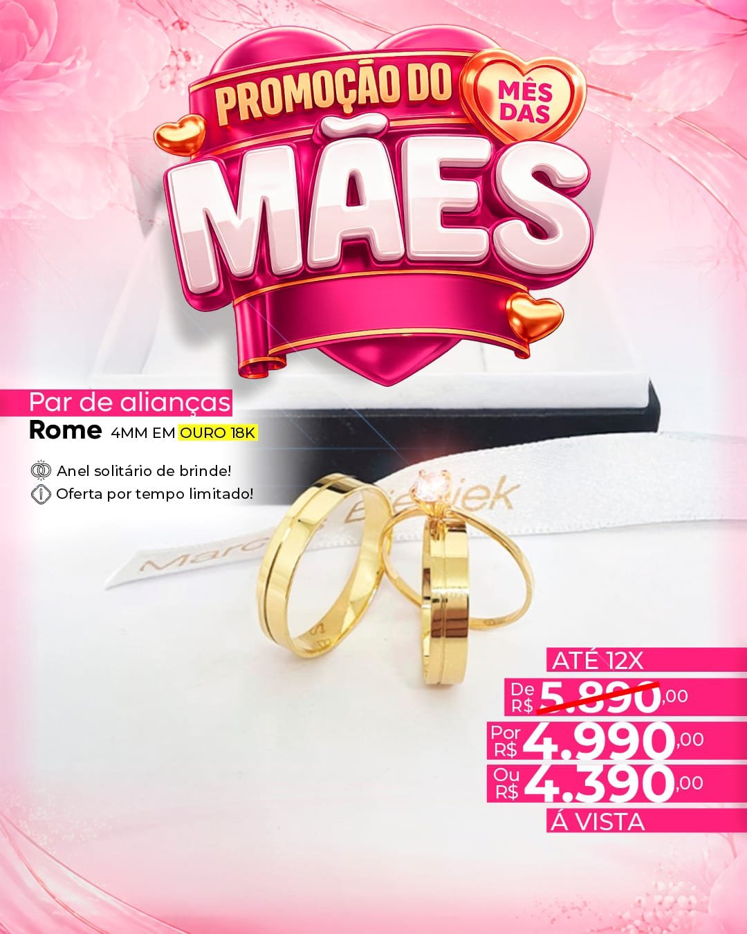 Par de alianças Rome 4mm