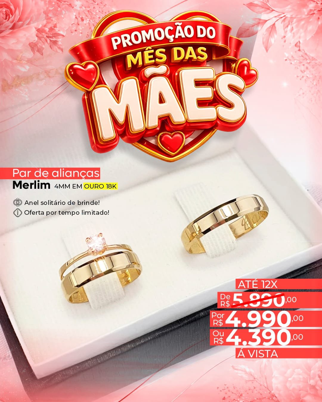 Par de alianças Merlim 4mm