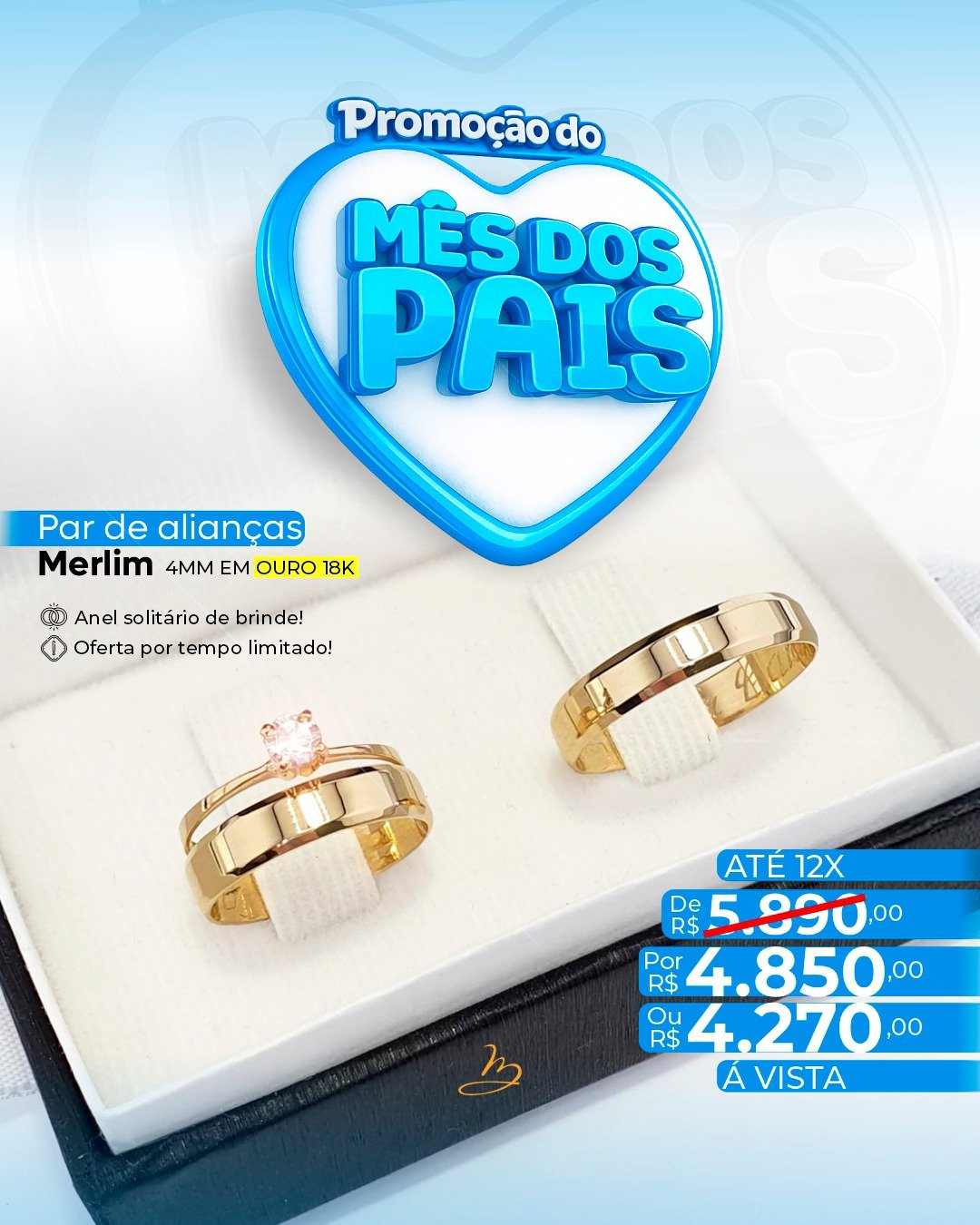 Par de alianças merlim 4mm