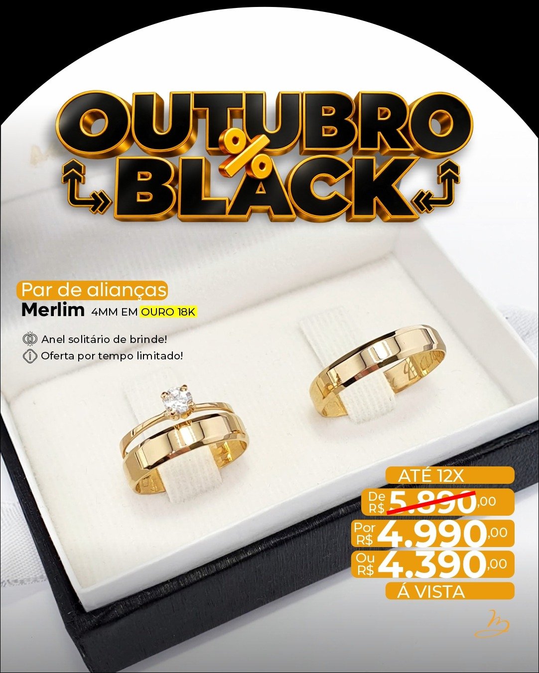Par de alianças merlim 4mm