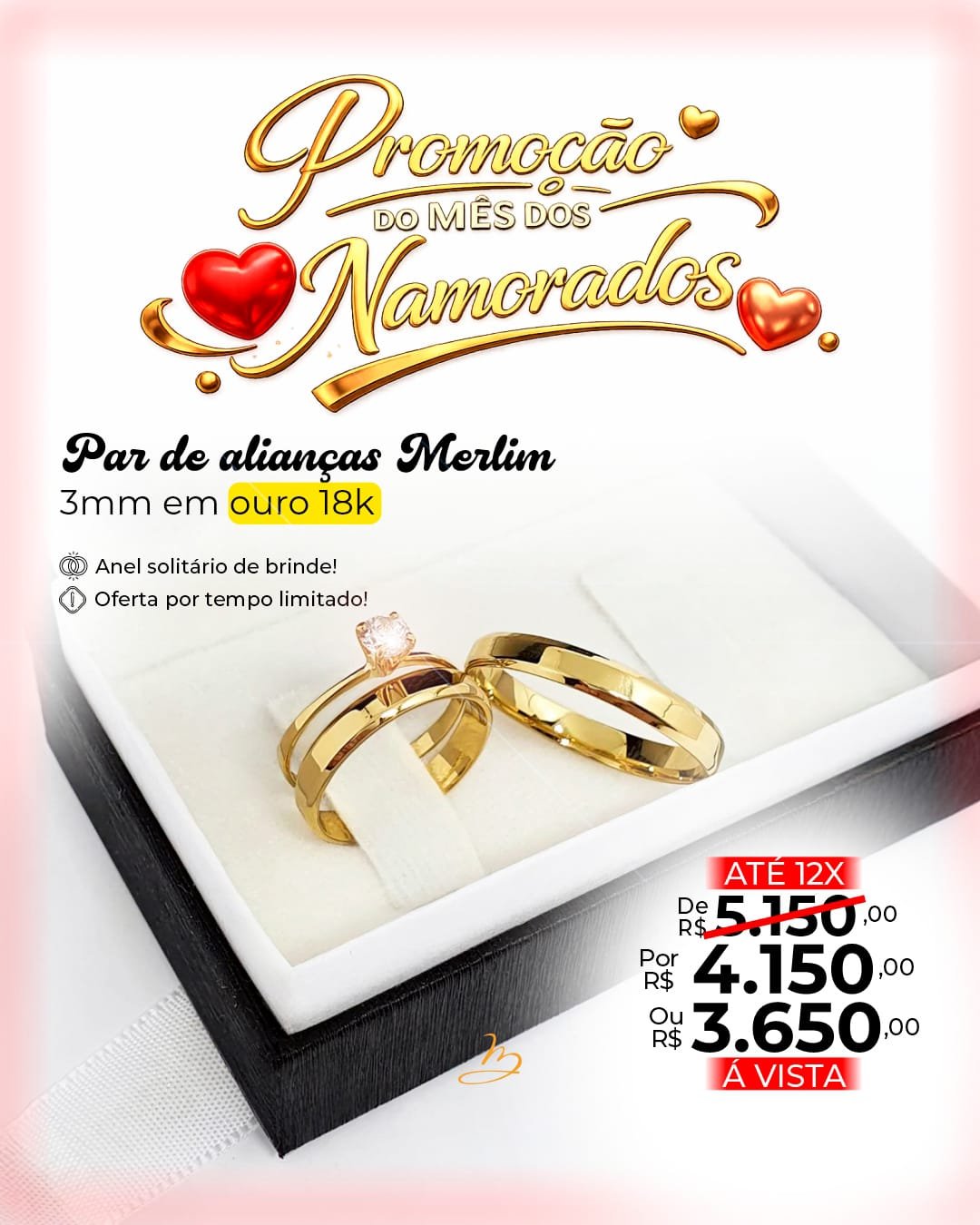 Par de alianças merlim 3mm