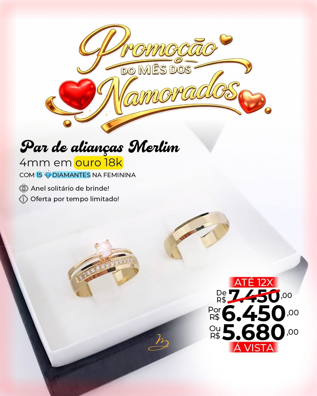 Par de alianças merlim 4mm