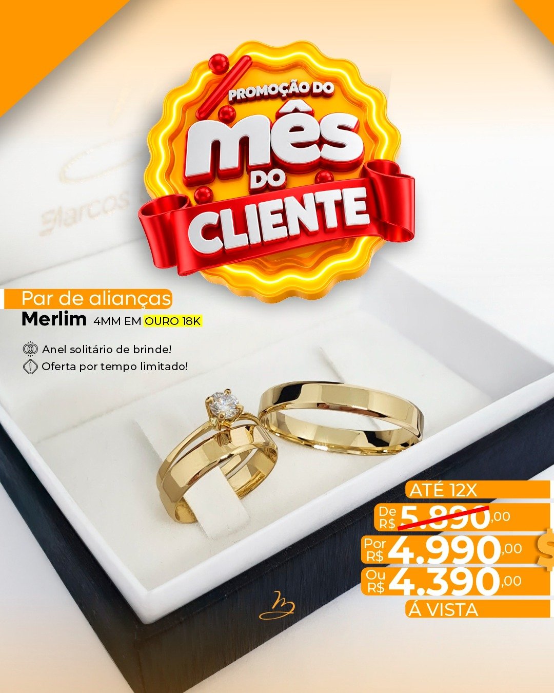 Par de alianças merlim 4mm
