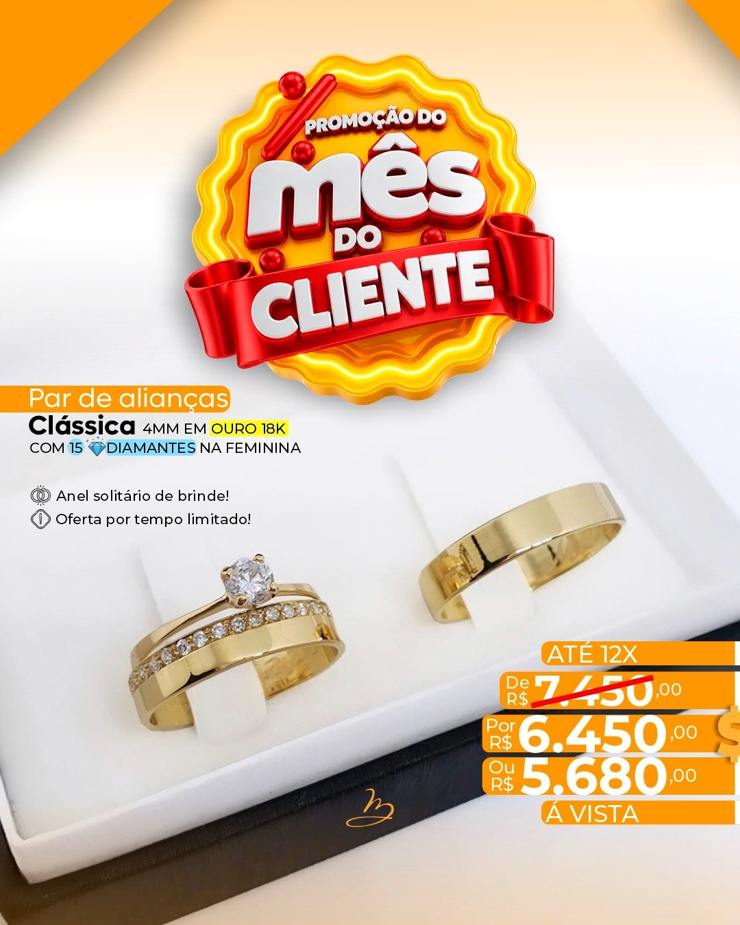 Par de alianças clássica 4mm