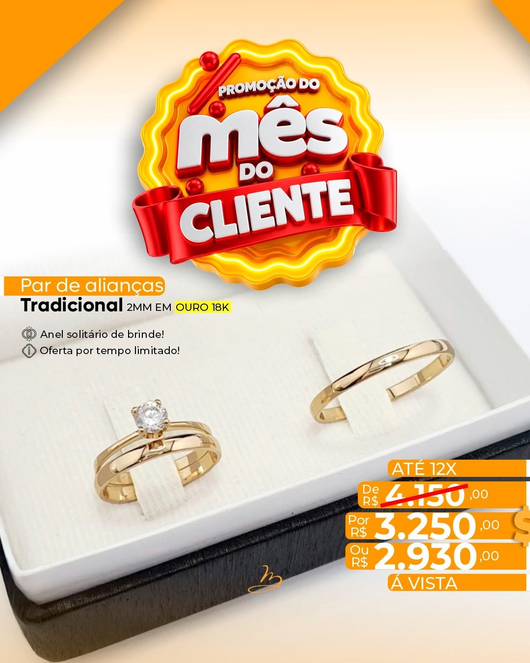 Par de alianças tradicional 2mm