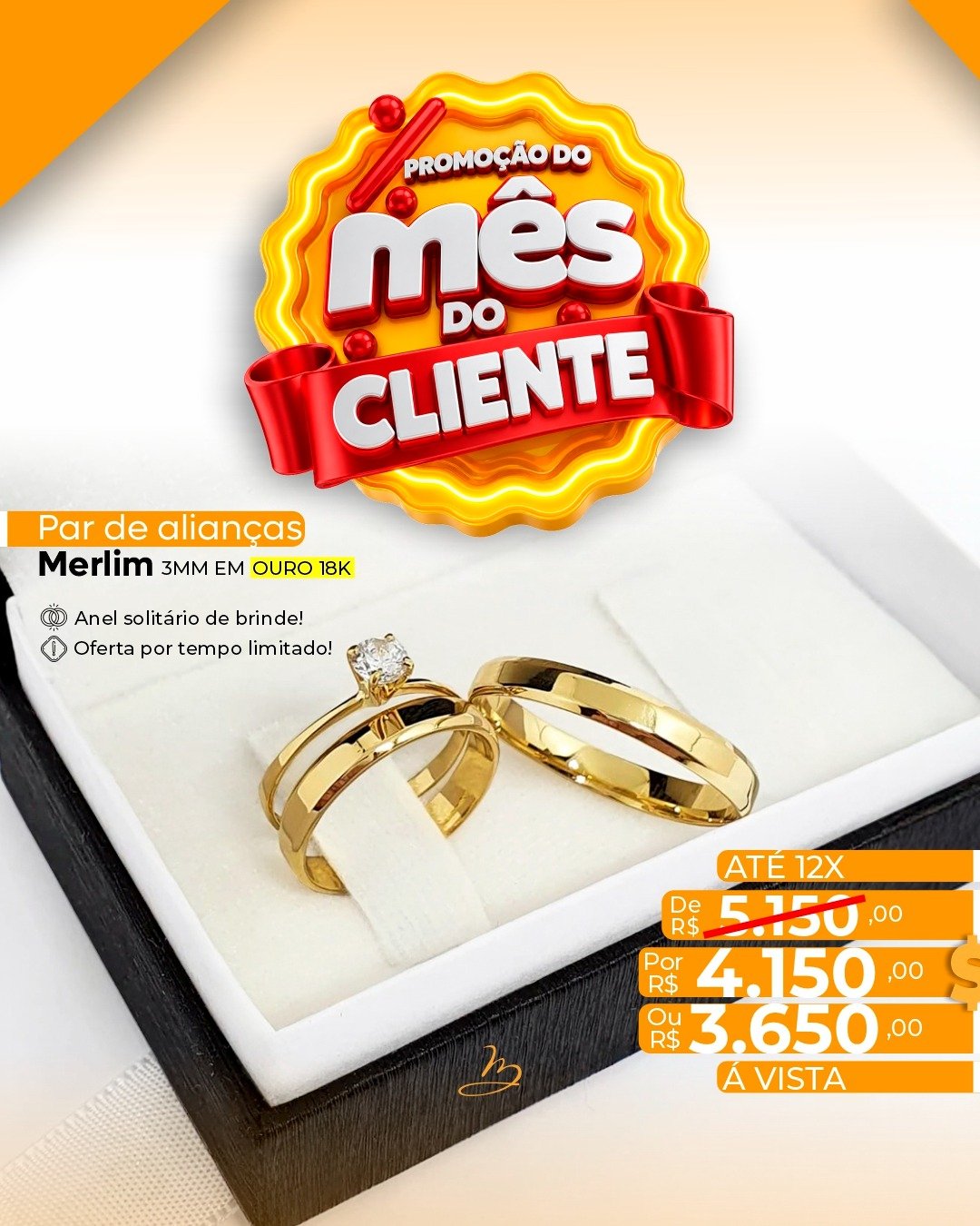 Par de alianças merlim 3mm