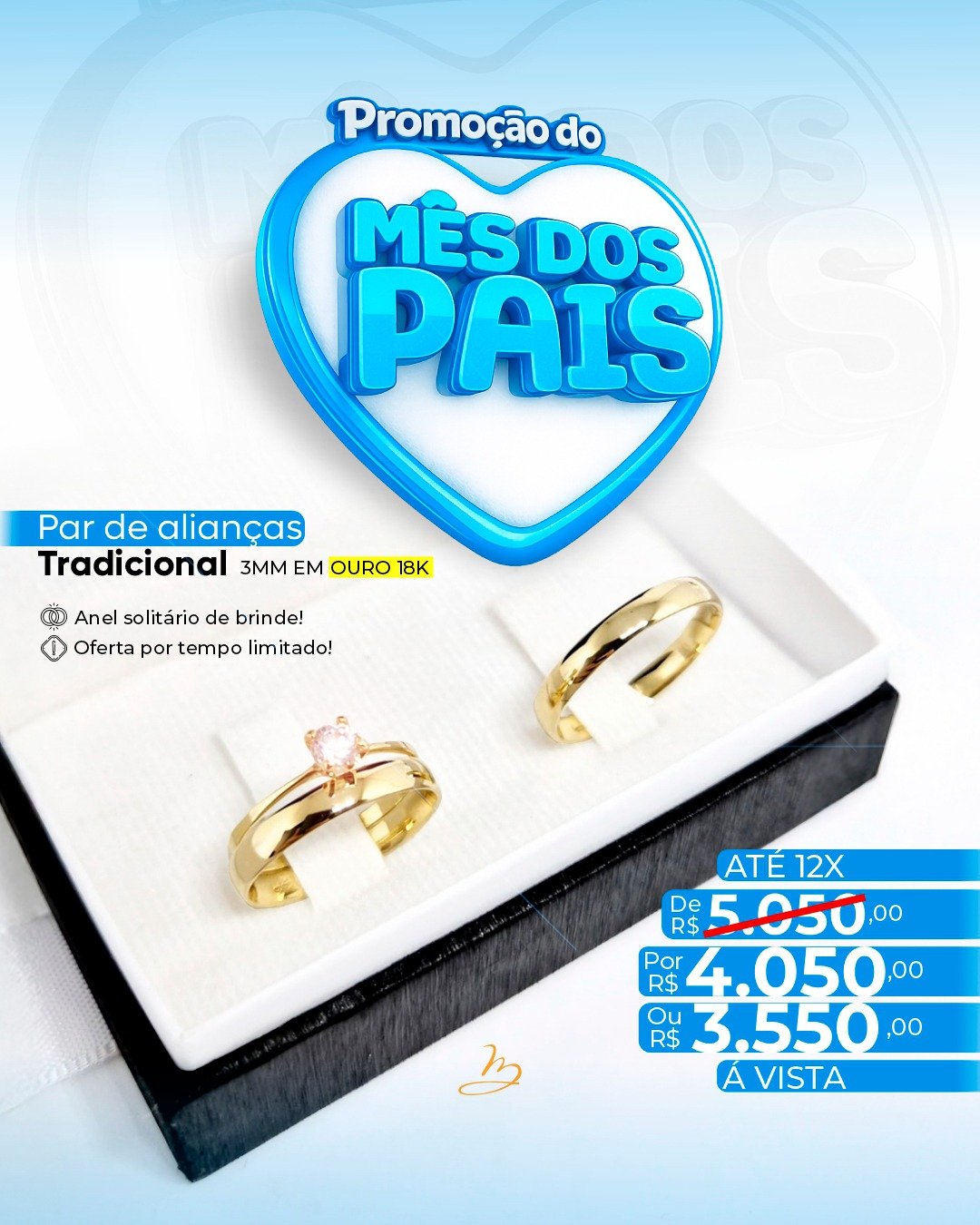 Par de alianças tradicional 3mm 18K