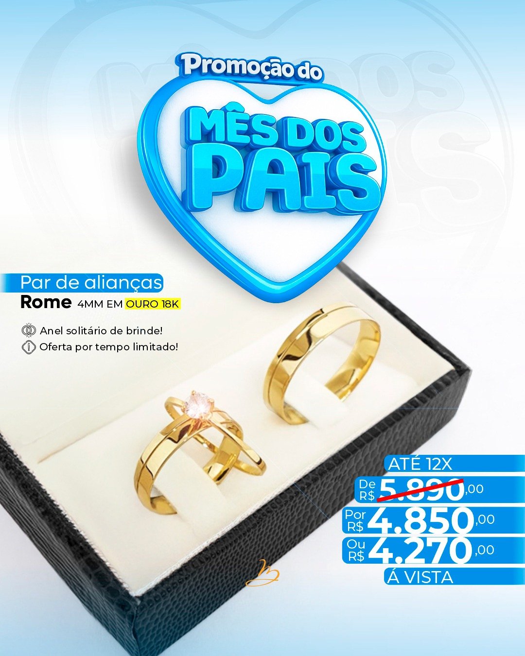 Par de alianças rome 4mm 18K