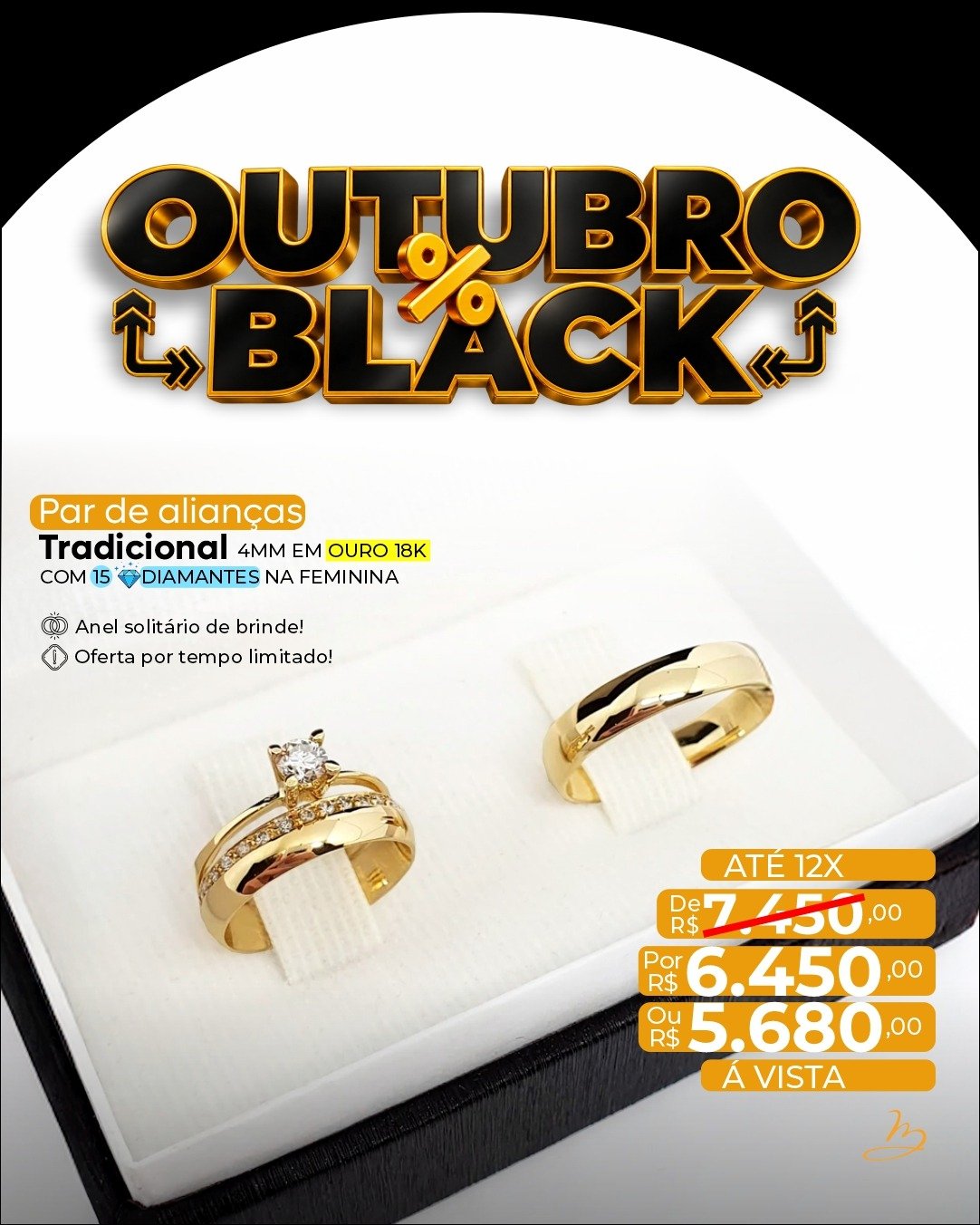 Par de alianças tradicional 4mm 18K